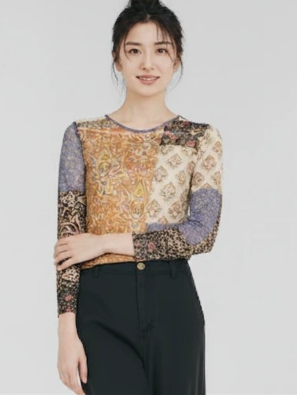 Sheer Y2K Floral Tattoo Patchwork Boho Paisley Cottage Indie fairy Top - Picture 9 of 9